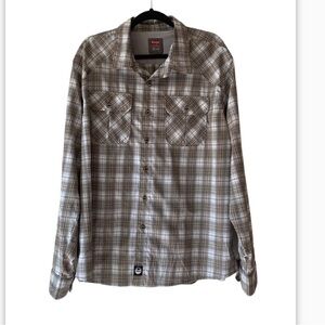 Wrangler Outdoor Series Grey Checkered Long Sleeve Button Down Size XL